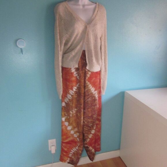 O.K. Mike Womens One Size Pull On Elastic Waist Loungewear Resort Pants O/S - Picture 11 of 11